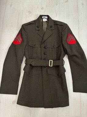Authentic USMC Service Alpha Green Dress Uniform Jacket 39R Contract 2016